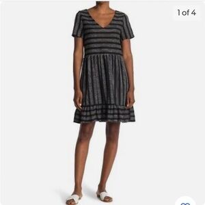 VERO MODA Nimue Black & White Striped Dress, Black & White Striped, Size L